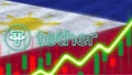 Philippines Flag with Neon Light Effect Tether Coin Logo Radial Blur Effect Fabric Texture 3D Illustration