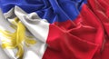 Philippines Flag Ruffled Beautifully Waving Macro Close-Up Shot