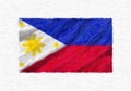 Philippines hand painted waving national flag.