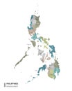 Philippines higt detailed map with subdivisions. Administrative map of Philippines with districts and cities name, colored by