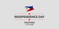 Philippines independence day greeting card, banner, vector illustration