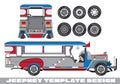 Philippines Jeepney icon vector set Royalty Free Stock Photo