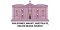 Philippines, Makati, Nuestra Se, Ora De Gracia Church travel landmark vector illustration