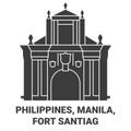 Philippines, Manila, Fort Santiag travel landmark vector illustration