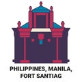 Philippines, Manila, Fort Santiag travel landmark vector illustration