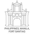 Philippines, Manila, Fort Santiag travel landmark vector illustration