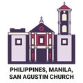 Philippines, Manila, San Agustin Church travel landmark vector illustration