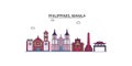 Philippines, Manila tourism landmarks, vector city travel illustration