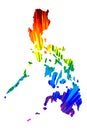 Philippines - map is designed rainbow abstract colorful pattern, Republic of the Philippines Luzon, Visayas, Mindanao map made