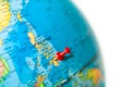 Philippines map. Earth globe close up with a red pin.