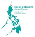 Philippines map with Social Distancing stayathome tag