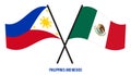 Philippines and Mexico Flags Crossed And Waving Flat Style. Official Proportion. Correct Colors