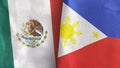 Philippines and Mexico two flags textile cloth 3D rendering