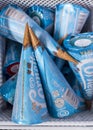 Cornetto frozen ice-cream cones for sale in a chest freezer for sale at a convenience store.