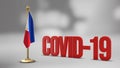 Philippines realistic 3D flag and Covid-19 illustration.