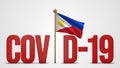 Philippines realistic 3D flag and Covid-19 illustration.