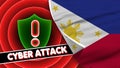 Philippines Realistic Flag with Cyber Attack Title Fabric Texture 3D Illustration