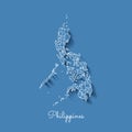 Philippines region map: blue with white outline.