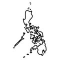 Philippines - solid black outline border map of country area. Simple flat vector illustration