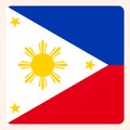 Philippines square flag button, social media communication sign