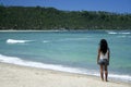 Philippines tropical beach girl wild coastline Royalty Free Stock Photo