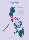 Philippines vector map and region Calabarzon, Asia Royalty Free Stock Photo