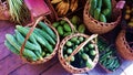 Philippines vegetables native baskets bitter gourd ampalaya Royalty Free Stock Photo