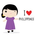 Philippines Women National Dress Cartoon Vector