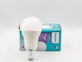 Philips LED Essential new technology light bulb closeup on white