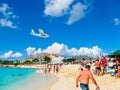 Philipsburg, Sint Maarten - February 13, 2013: The beach at Maho Bay