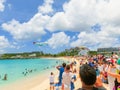 Philipsburg, Sint Maarten - May 14, 2016: The beach at Maho Bay