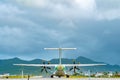 Air Antilles medium twin turbo-prop regional aircraft ATR 42-500 Royalty Free Stock Photo