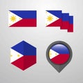 Phillipines flag design set vector