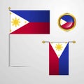 Phillipines waving Flag design with badge vector