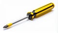 Phillips Head Screwdriver with Yellow and Black Handle on a White Background Keywords: screwdriver, tool, phillips Royalty Free Stock Photo