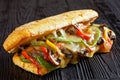 Philly steak sandwich with melted cheese, top view Royalty Free Stock Photo