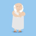 Classic Greek philosopher in cartoon style. Vector illustration.