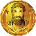 Philosopher Epicurus golden style portrait