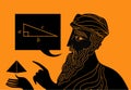 philosopher pythagoras discovering the triangle theorem Royalty Free Stock Photo