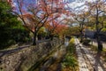 Philosopher`s walk next to the river in Kyoto Japan