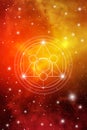 Philosopher stone sacred geometry spiritual new age futuristic illustration with transmutation interlocking circles Royalty Free Stock Photo
