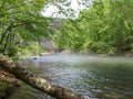 Mist over Water at Philpott Dam in the Blue Ridge Mountains Royalty Free Stock Photo