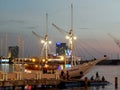 Phinisi boat anchored at the port Royalty Free Stock Photo