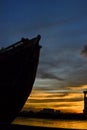 Phinisi Ship with the sunset moment Royalty Free Stock Photo