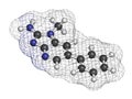 PhIP or 2-Amino-1-methyl-6-phenylimidazo(4,5-b)pyridine molecule. Heterocyclic amine present in cooked meat. 3D rendering. Atoms