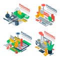 Phishing banner set, isometric style