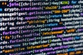 Phishing. Close-up image of a colorful C code snippet on a gradient background, with cryptographic SHA256 function Royalty Free Stock Photo