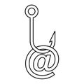 Phishing email icon, outline style