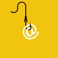 Phishing icon. The Internet is on the hook. Online fraud. Data theft. Royalty Free Stock Photo