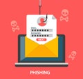 Phishing login and password on fishing hook.Vector